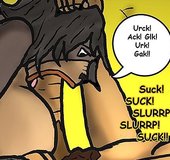 Guy sucks a cat woman’s big knockers
