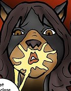Gal in cat outfit deepthroats dick
