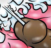 Men watch while a doll is fucked and creampied