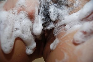 Wet on her knees