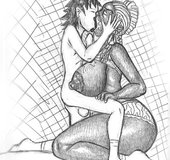 Black bitch titty fucks a white Master