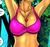 Babe in a purple bra is all wet