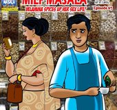 Chesty wife enters a grocery store]big tits, comic, big boobs, MILF, Indian