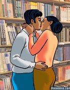 Young couple makes out in the library
