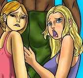 Young hotties are intrigued by a huge, black dick