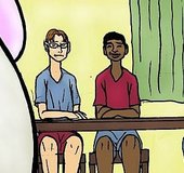 Black cock cums on a sizable white ass