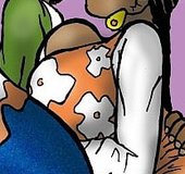 Ebony with big melons comes onto a guy