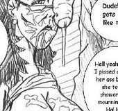 Lady is drenched in cum after sucking young cock