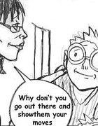 Mother encourages her bashful teen son