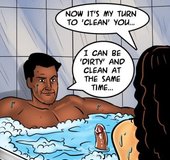 Gorgeous Indian bathes with a family member
