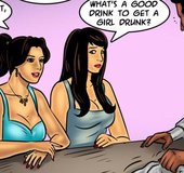 Married ladies flirt with a handsome bartender