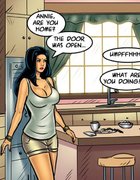 Couple is fucking when a sexy visitor stops by