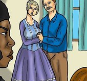 Basic blonde bitch bestows oral on a black bull