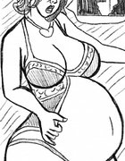 Mega slut’s pregnant belly is rather swollen