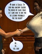 Boy watches porn before his busty teacher shows up