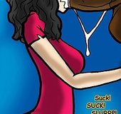 Guy face fucks a foxy chick with dark hair