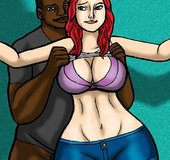 Redhead has an intense interest in black dick