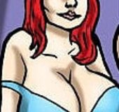 Red-haired girl with great curves gets naked