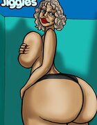 Big-assed dames dance around at a party