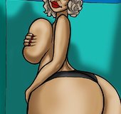 Big-assed dames dance around at a party