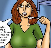 Chesty mother has a discussion at home