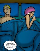 Concerned married woman is restless in bed