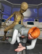 Redhead shagged in spaceship by skinny alien
