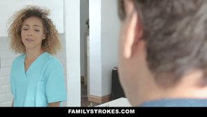 Tiny curly-haired mulatta loves to suck cock and enjoys drilling