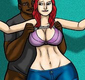Chesty redhead has a taste for black cock
