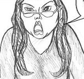 Heavy-bottomed teacher defends a bullied pupil