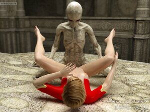 Alien gets in deep fucking a chick on cold stone