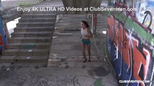 Beautiful girl masturbates in public after workout