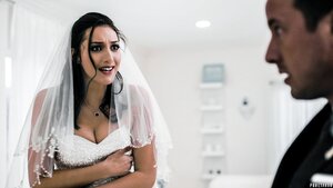 Brunette bride sucks cock