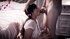 Pigtailed brunette gets pounded roughly on bed