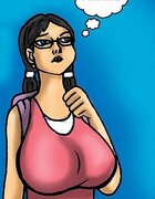 Stacked brunette teen roams around in public