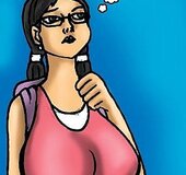 Stacked brunette teen roams around in public