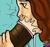 Dark-skinned boy throat fucks his sluttish teacher