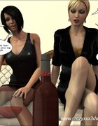 Short haired blonde lesbian kissing boobs