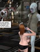 Sexy redhead sucks alien's cock