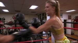 Lady boxer fucked good in the ring by her trainer