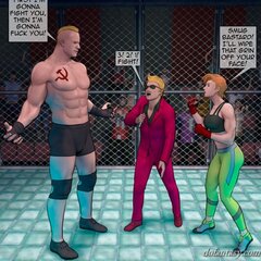 Red-haired fighter battles muscled man. - BDSM Art Collection - Pic 2