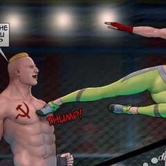 Red-haired fighter battles muscled man. - BDSM Art Collection - Pic 3