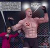 Lady wrestler defeats a man in the ring. The Paradise Cruise Adventure