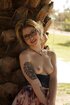 blonde teen glasses enjoys
