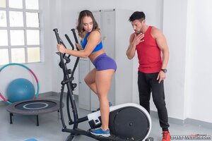 Brunette russian teen gets fucked hard in the gym