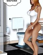 Blonde with a great ass preps for a shower