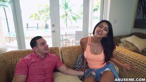 Cute Latina teen sucks cock and then get - Picture 1
