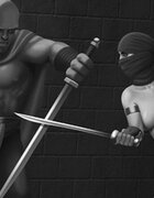 Brute and elf do battle with a naked goddess. World Fist By Ferres.