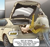 Newly enslaved girl tossed in a car’s trunk. The Date With Fate By Erenisch.