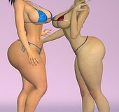 Voluptuous chicks wearing next to nothing